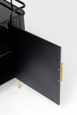 Sideboard Fence - Svart, Glas, Guld, 120x70cm - KARE Design