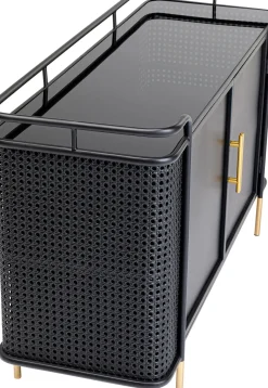 Sideboard Fence - Svart, Glas, Guld, 120x70cm - KARE Design