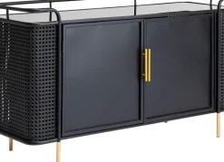 Sideboard Fence - Svart, Glas, Guld, 120x70cm - KARE Design