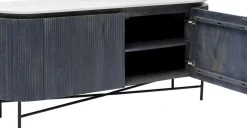 Sideboard Glenn - Mörkgrå Trästruktur/ Marmor, 75x160cm - KARE Design