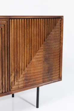 Sideboard Grooves - Mörkt Trä 3 Dörrar, 79x164cm - KARE Design