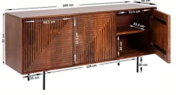 Sideboard Grooves - Mörkt Trä 3 Dörrar, 79x164cm - KARE Design
