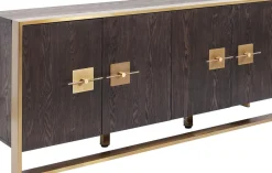 Sideboard Osaka - Mörkt Trä/Borstad Mässing, 4 Dörrar - KARE Design