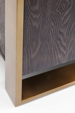Sideboard Osaka - Mörkt Trä/Borstad Mässing, 4 Dörrar - KARE Design