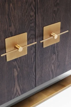 Sideboard Osaka - Mörkt Trä/Borstad Mässing, 4 Dörrar - KARE Design