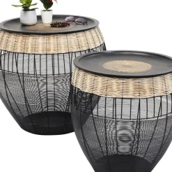 Sidobord African Drum - Set med 2 bord i Svart/Rotting - KARE Design