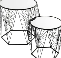 Sidobord Cobweb - Svart/Glas, Set med 2 Bord - KARE Design