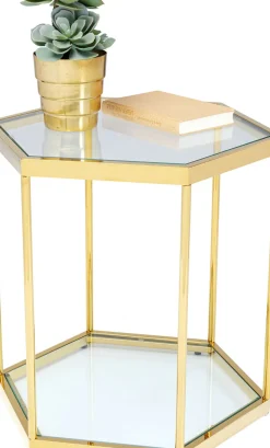 Sidobord Comb - Guld/Glas, 55x55cm - KARE Design