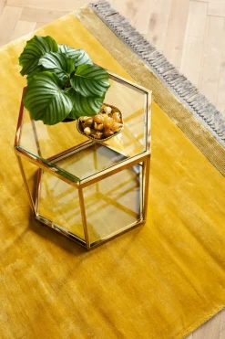 Sidobord Comb - Guld/Glas, 55x55cm - KARE Design