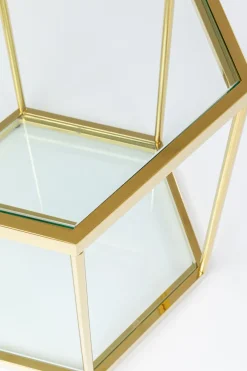 Sidobord Comb - Guld/Glas, 55x55cm - KARE Design