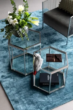 Sidobord Comb - Silver/Glas, 55x55cm - KARE Design