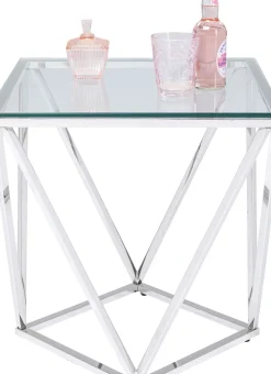 Sidobord Cristallo - Silver/Glas, 50x50cm - KARE Design