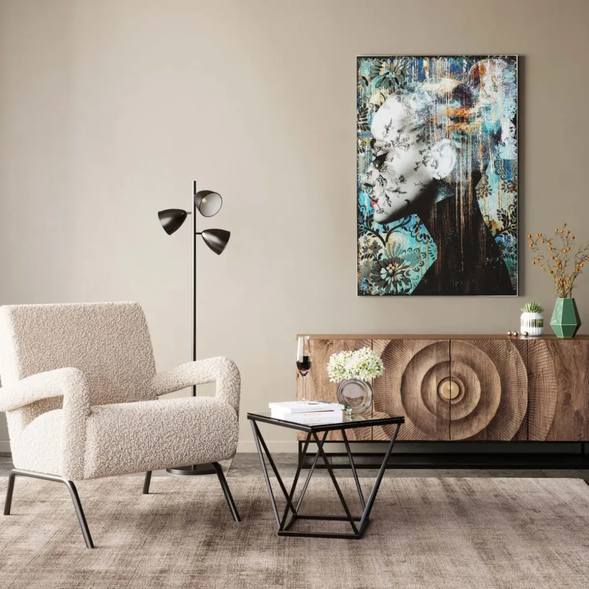 Sidobord Cristallo - Svart/Glas, 50x50cm - KARE Design