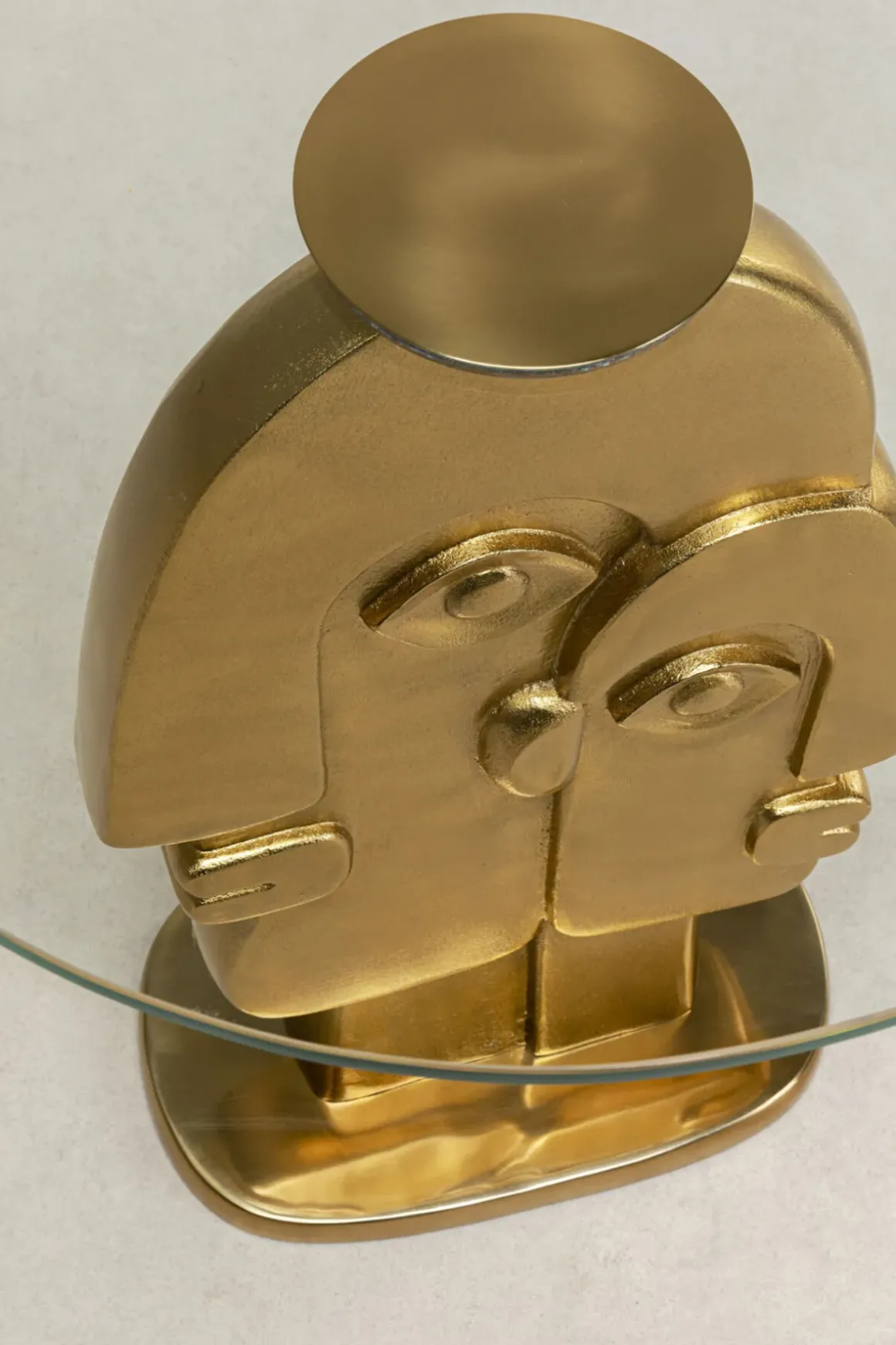 Sidobord 2 Faces - Glas/Guld, Ø55cm - KARE Design