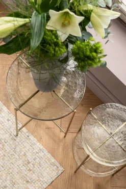 Sidobord Ice Dubbel - Glas/Guld Ø30 - KARE Design
