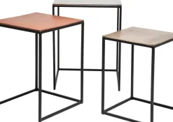 Sidobord Loft Square Vintage - Set med 3 bord i Svart/Rustik Metall - KARE Design