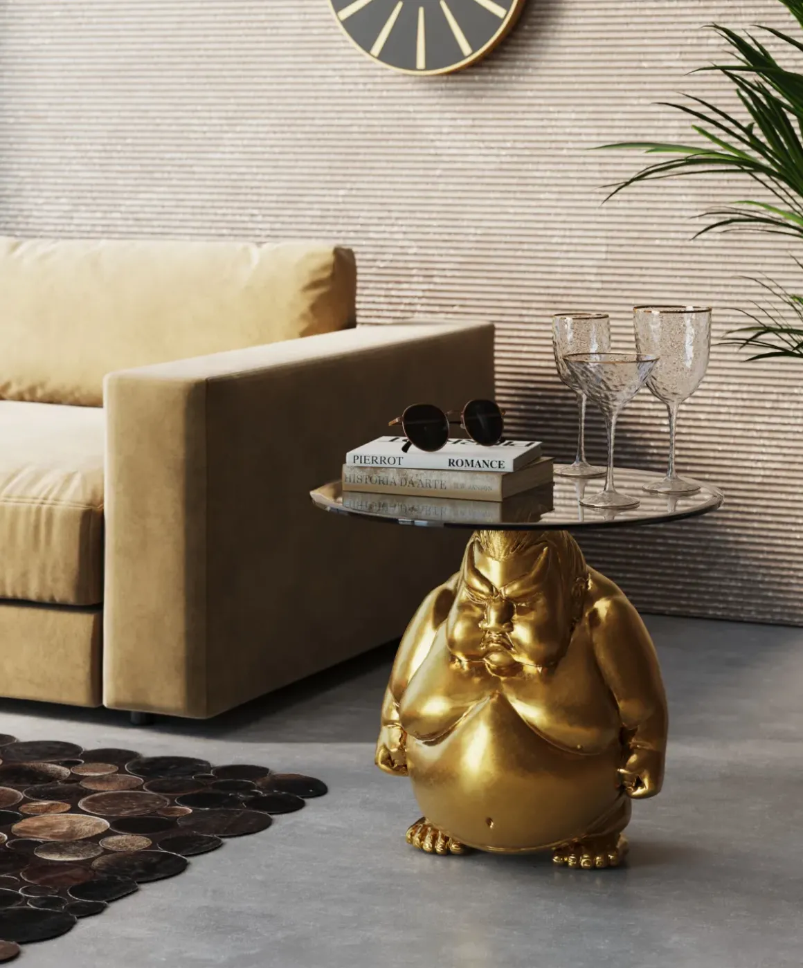 Sidobord Monk - Guld, Ø54cm - KARE Design