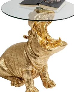 Sidobord Sitting Hippo - Flodhäst, Guld, Ø48cm - KARE Design