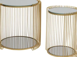 Sidobord Wire Double - Mässing, set med 2 bord - KARE Design