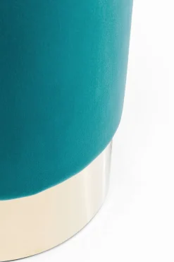 Sittpuff Cherry - Blågrön Sammet/Mässing, Ø35cm - KARE Design