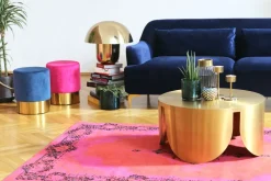 Sittpuff Cherry - Blå Sammet/Mässing, Ø35cm - KARE Design