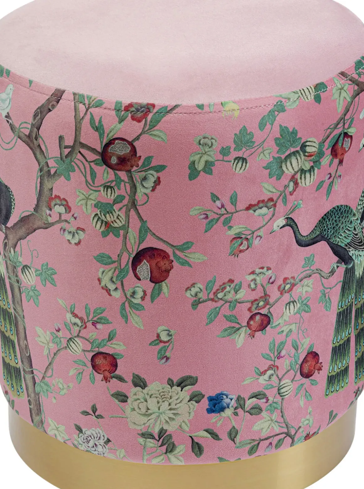 Sittpuff Cherry Peacock - Påfågelmotiv/Mässing 32cm - KARE Design
