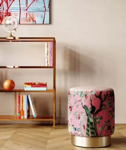 Sittpuff Cherry Peacock - Påfågelmotiv/Mässing 32cm - KARE Design