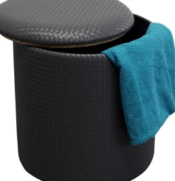 Sittpuff Venezia Storage - Flätad Svart, Ø40cm - KARE Design