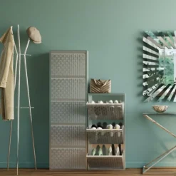 Skoskåp Caruso - Borstad Metall, 170x50cm - 5 Lådor - KARE Design