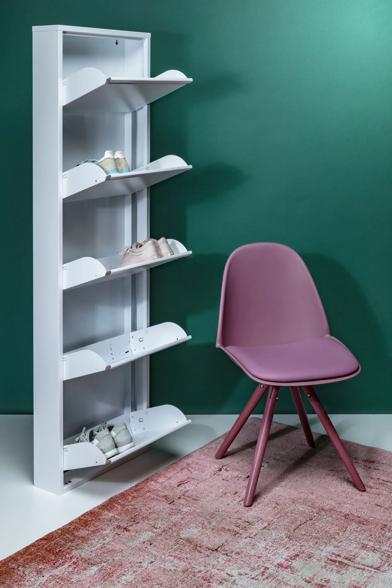 Skoskåp Caruso - Vit, 170x50cm - 5 Lådor - KARE Design