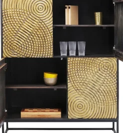 Skåp Circulo - Mört Trä/Matt Guldfinish, 150x120cm - KARE Design