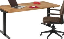 Skrivbord Jackie - Massiv Ek/Svart - Höj/Sänkbart, 160cm - KARE Design