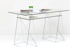 Skrivbord Polar - Glas/Krom, 135cm - KARE Design
