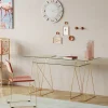 Skrivbord Polar - Glas/Mässing, 135cm - KARE Design