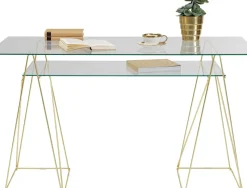 Skrivbord Polar - Glas/Mässing, 135cm - KARE Design