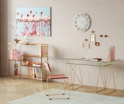 Skrivbord Polar - Glas/Mässing, 135cm - KARE Design