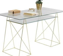 Skrivbord Polar - Glas/Mässing, 135cm - KARE Design