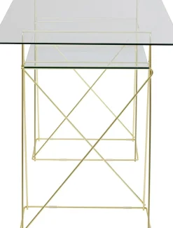 Skrivbord Polar - Glas/Mässing, 135cm - KARE Design