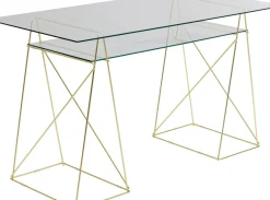 Skrivbord Polar - Glas/Mässing, 135cm - KARE Design