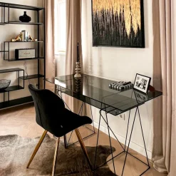 Skrivbord Polar - Tonat Glas/Svart, 135cm - KARE Design