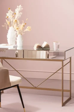 Skrivbord Soran - Spegelglas/Guld, 120x50cm - KARE Design