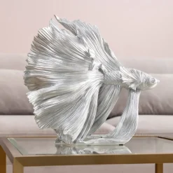 Skulptur Betta Fish - Dekorfigur Silver Fisk, 34cm - KARE Design