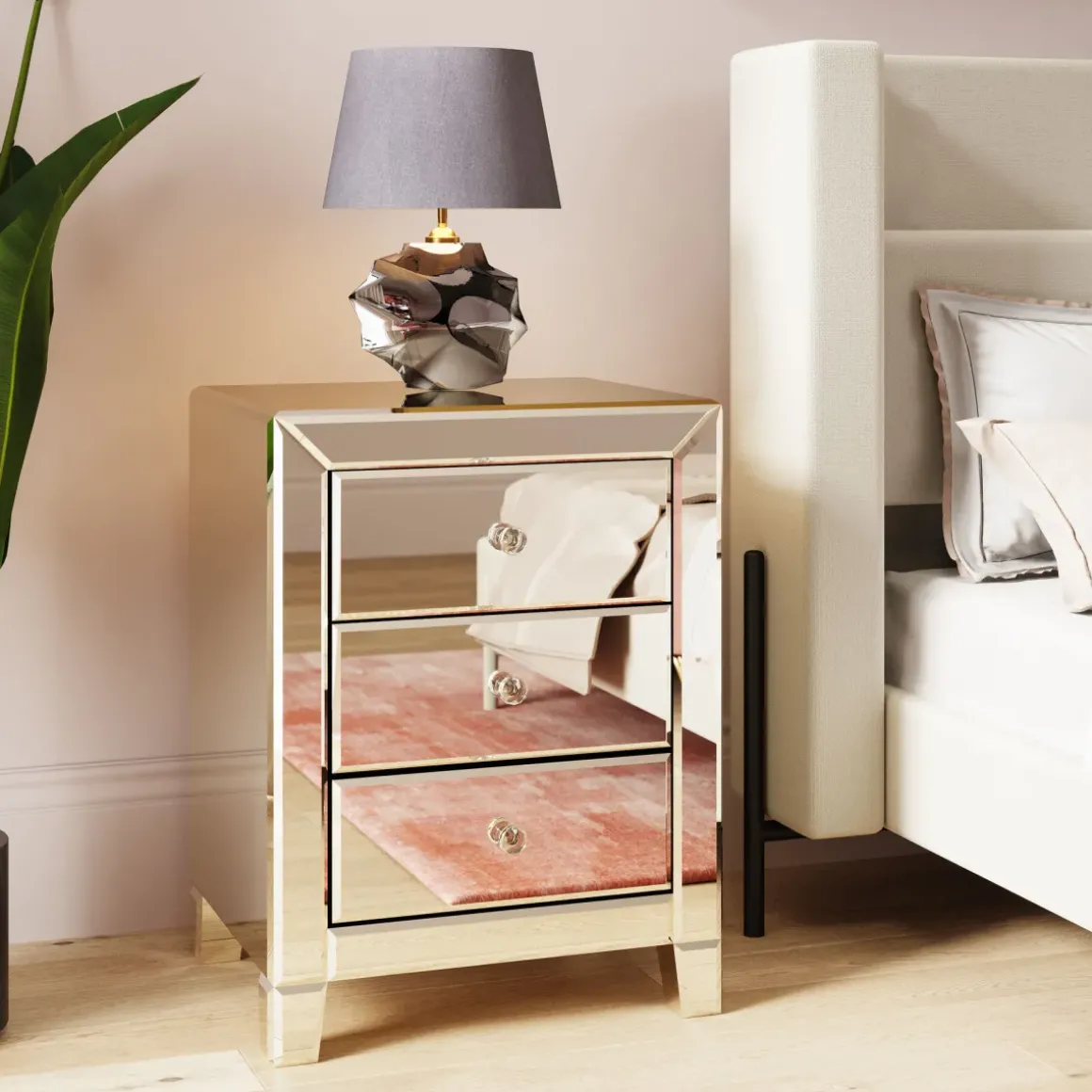 Sängbord Luxury - Spegelglas, 3 Lådor - KARE Design