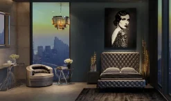 Säng Desire Hög 160x200cm - Grå Sammet - KARE Design