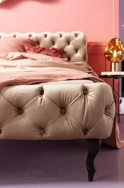Säng Desire 160x200cm - Beige Sammet - KARE Design