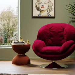 Snurrfåtölj Cosy - Vinröd Sammet - KARE Design