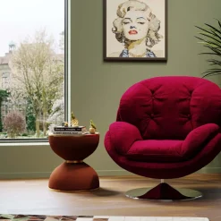 Snurrfåtölj Cosy - Vinröd Sammet - KARE Design