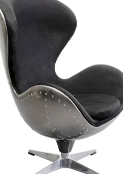 Snurrfåtölj Lounge Gun - Svart/Silver Metal - KARE Design