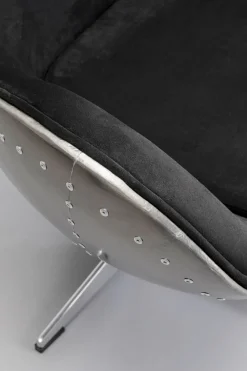 Snurrfåtölj Lounge Gun - Svart/Silver Metal - KARE Design