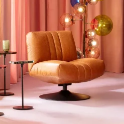 Snurrfåtölj Napa - Brun, Läder - KARE Design